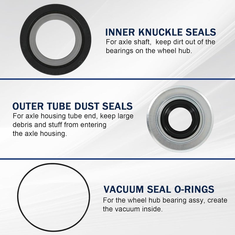 RALZAOTO Front Axle Vacuum Knuckle Seal & Outer Tube Oil Seals Kit Compatible with Ford Super Duty F250 F350 F450 F550 Dana Super 60 2005-2019 Replace #2017426 2014835 54983 (6Pcs) - Image 5